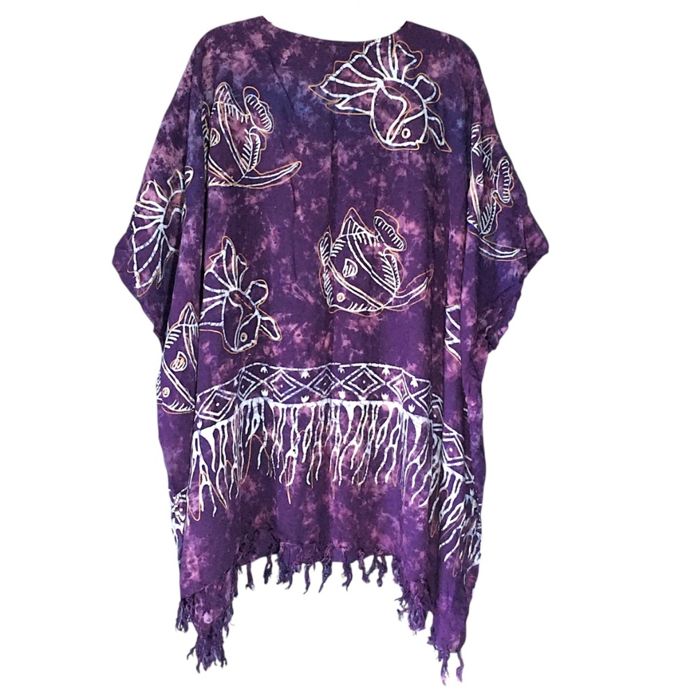 Purple Rayon Batik Ruana - Picture 2 of 5